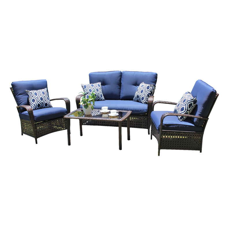 Tinoco 4 - Person Patio Conversation Set with Cushions