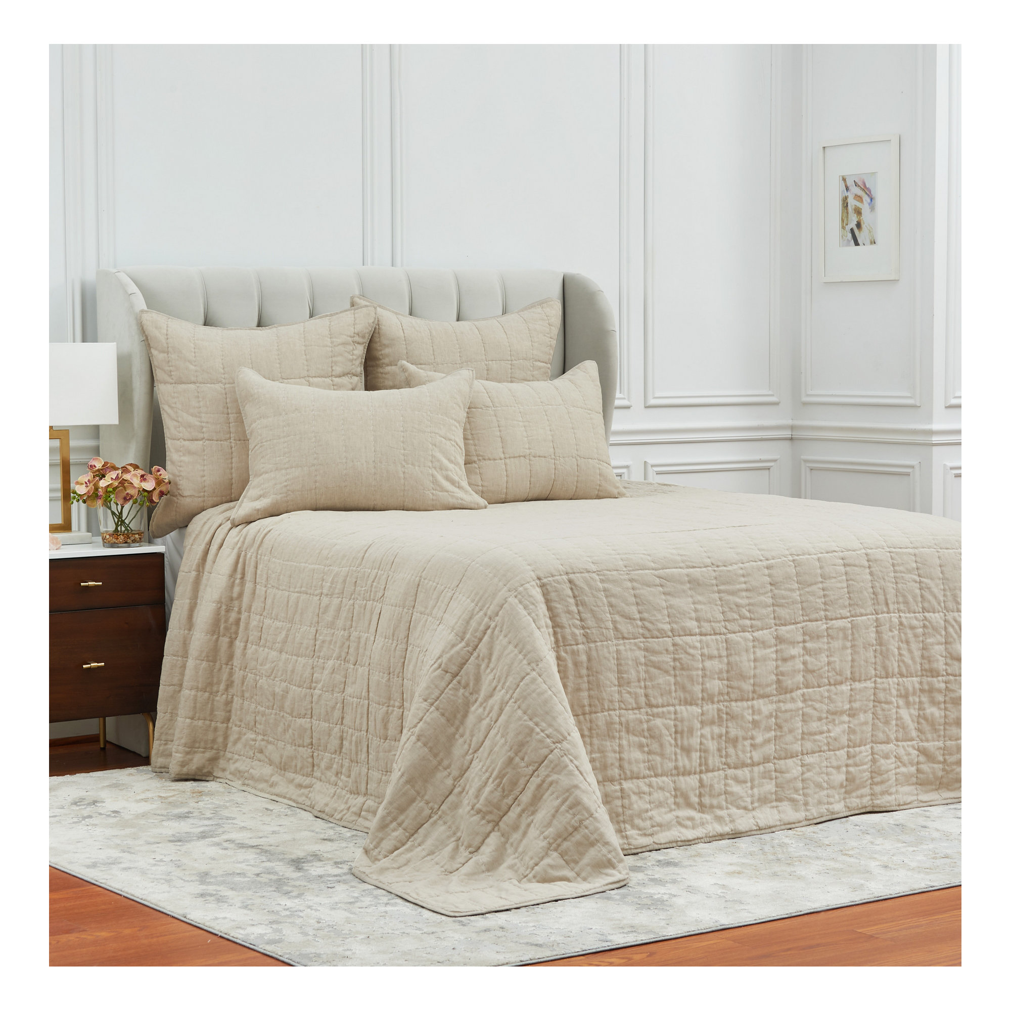 Fielder Natural/White Single Quilt, Natural, Queen Quilt