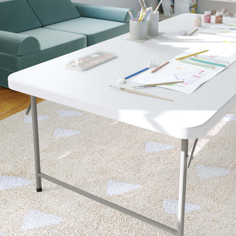 Table pliante pour enfants Parker, H 19 po x l 59,5 po x P 29 po, Blanc / Gris