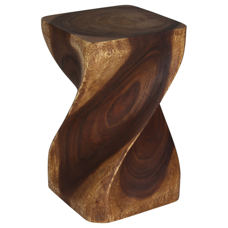 Table de bout en bois massif Channen, Chêne / Noyer, H 20 po x l 12 po x P 12 po