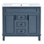 36'' Modern Bathroom Sink Cabinet, Blue Mirror, 2 Doors And Drawers Vanity, Unit
