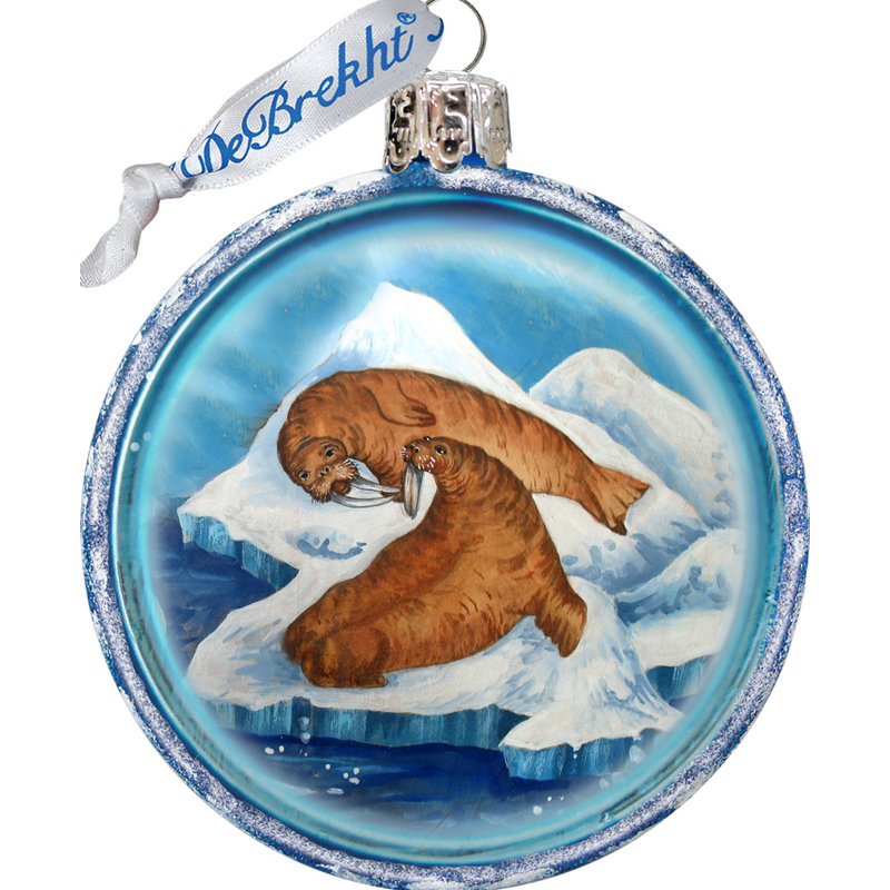 Ornement en verre Holiday Splendor de la famille arctique, collection Holiday Splendor, 3 po x 3,5 po x 3 po