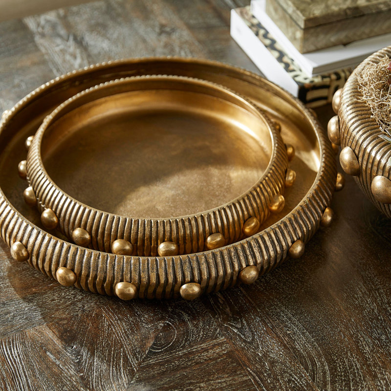 Batten Metal Decorative Tray, 3" H x 18" W x 18" D