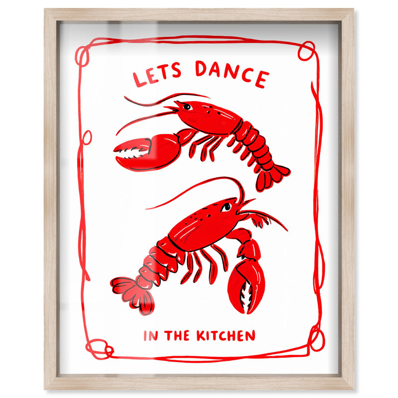 Crab Dance Shadowbox Print Retro Summer Prints par Art Remedy, H 46 po x l 37 po, Crème, crème