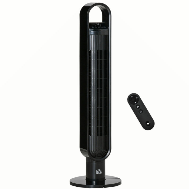 39.25" Tower Fan Cooling For Bedroom With 80° Oscillating, 3 Speed, 12H Timer, LED Sensor Panel, Remote Control, Handle, Black