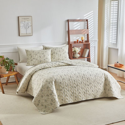 Ensemble de courtepointe 3 pièces toutes saisons en microfibre Cottagecore