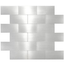 Peel and Stick Metal Backsplash Tile, Brushed Stainless Steel in  Square12x12