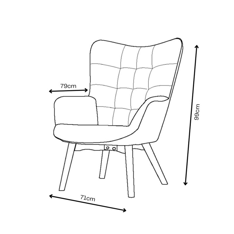 Cayden Upholstered Accent Chair, Blue/Grey/White