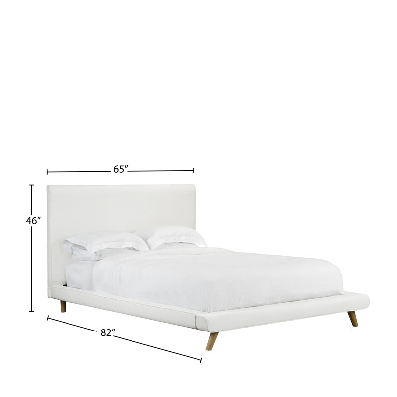 Lit plateforme en tissu d’ameublement, Blanc, Double