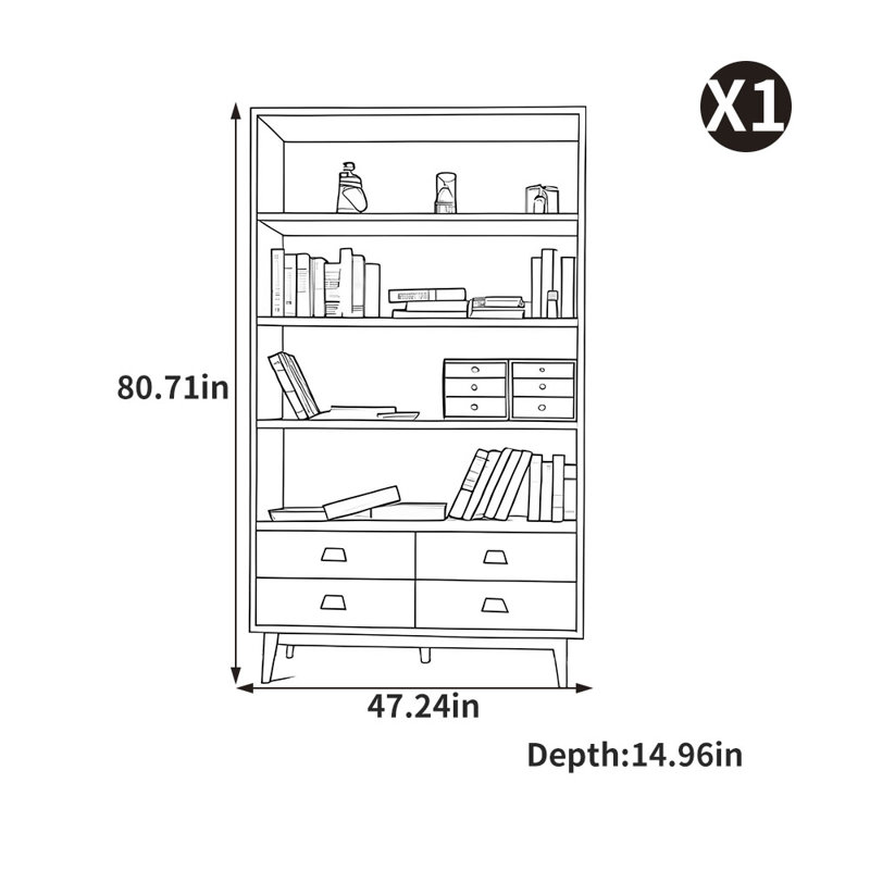 Bibliothèque minimaliste de style européen