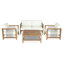 Chaise de patio d'extérieur en bois d'acacia avec coussin beige, fauteuil d'appoint simple en corde pour patio