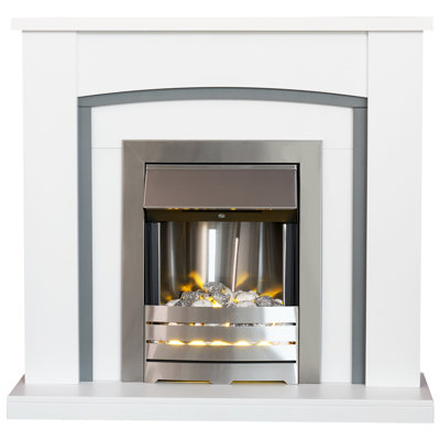 Chilton Adam 100 cm W White Electric Fireplace with 6824 BTU