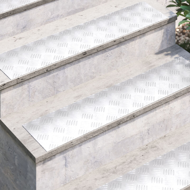Silver Aluminium Stair Treads Rectangular, Rectangle 20cm x 90cm