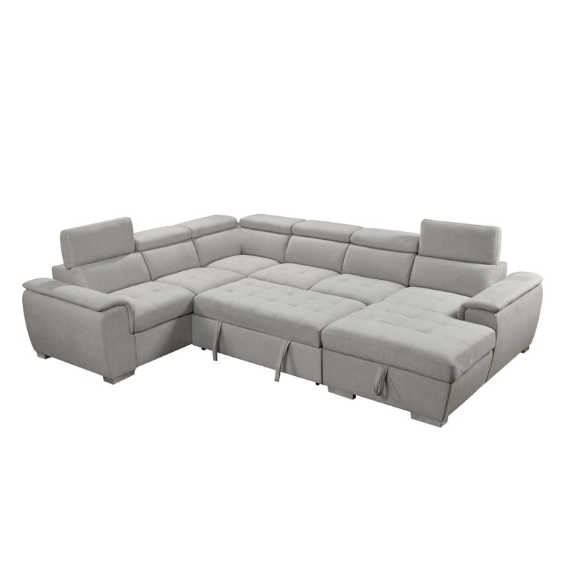 Canapé modulaire en U avec siège réglable de 125 po et 7 sièges Modern, Beige