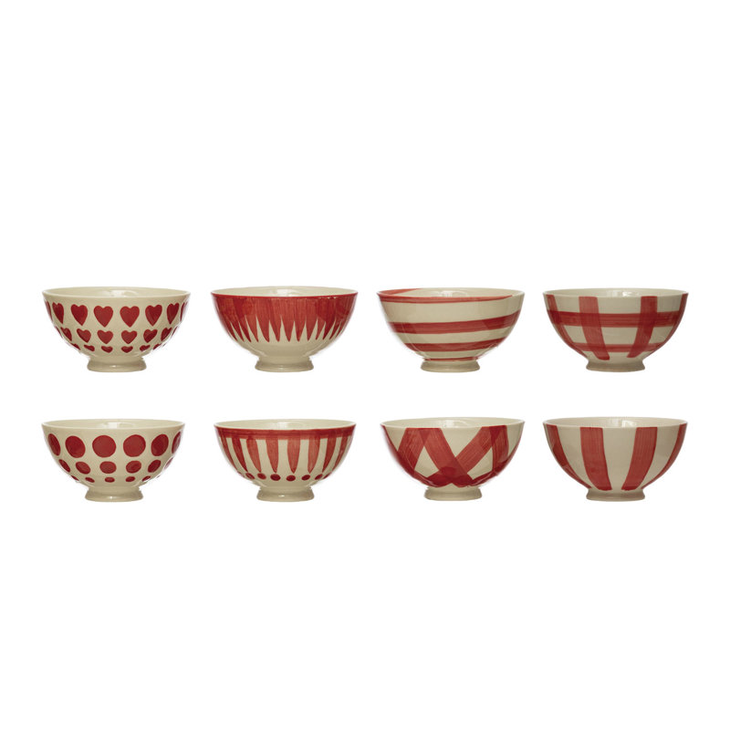 Round Hand-Painted Stoneware Latte Bowl Styles