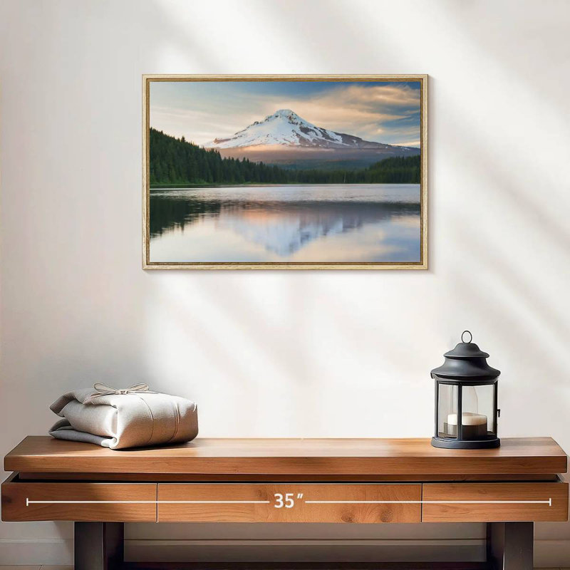 Mount Hood Panorama, 19" X 13", Floating Frame Natural Wood