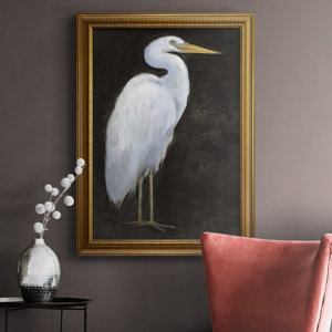 White Heron Portrait I Premium Framed Canvas- Ready To Hang