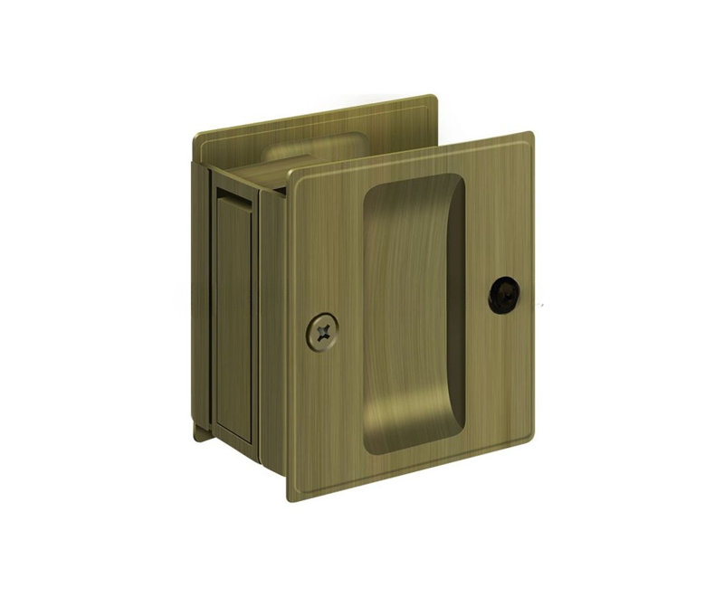 Serrure de poche Deltana SDP25U5, passage de 2 1/2 po x 2 3/4 po en laiton antique, Laiton antique