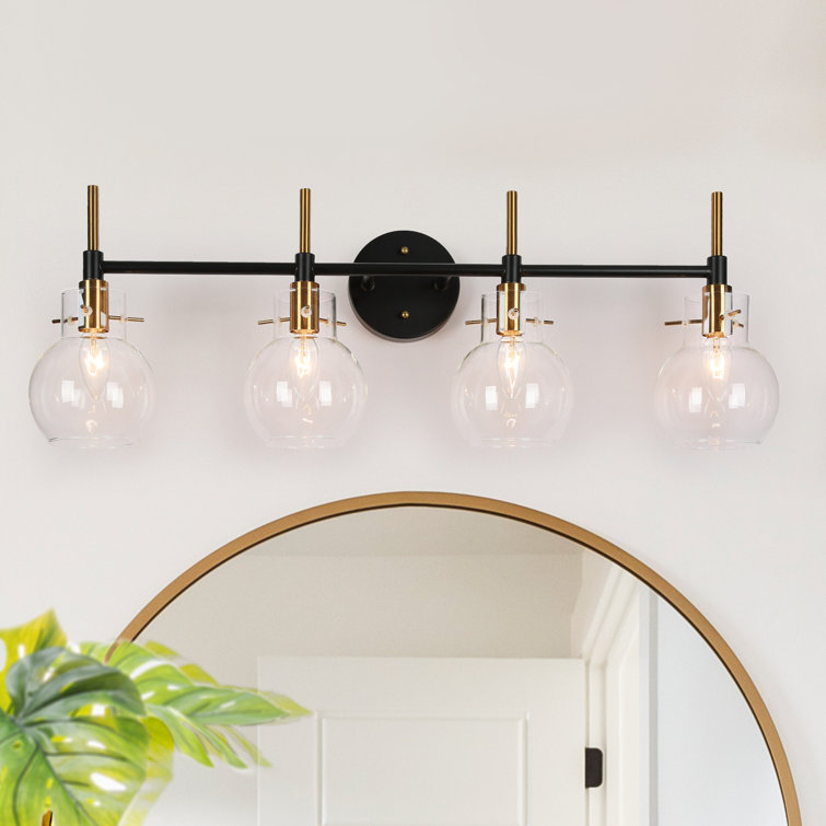 Satilla 4- Light Dimmable Brass Black Vanity Light