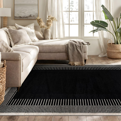 Modern Abstract Area Rug Soft Bordered Design