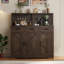 Armoire de rangement Farmhouse, portes de grange, tiroirs, tablettes, grand buffet en bois-490568551