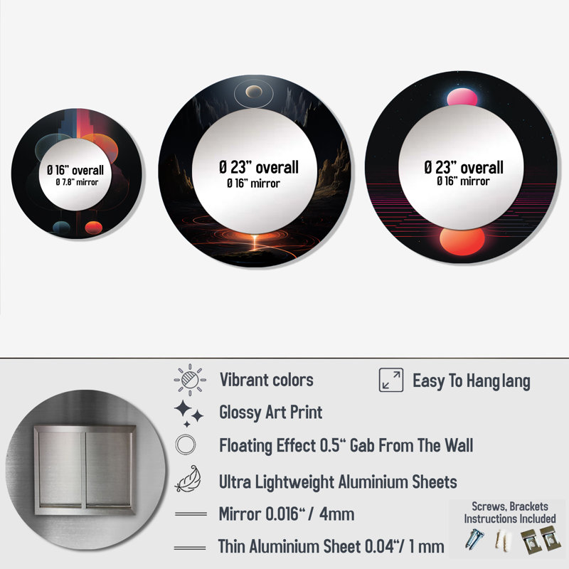 Malpha Metal Round Mirror