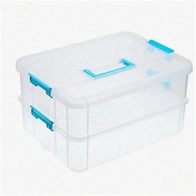 BlueStack 2-Layer Storage Box for Stationery, Sewing, Art, Jewelry