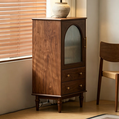 Armoire d'appoint arquée en bois et verre