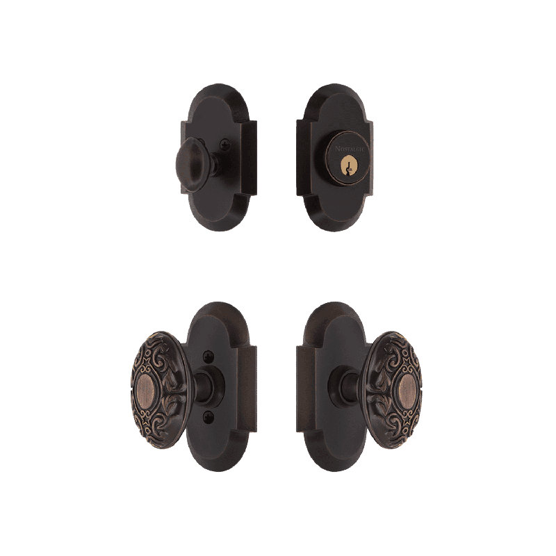 Ensemble d'entrée Nostalgic Warehouse Cottage avec bouton victorien, Bronze éternel, 2.375