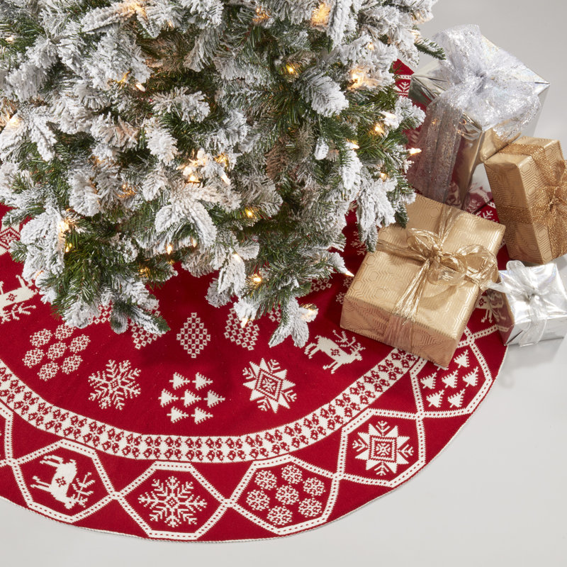 Two-Way Festive Knit Tree Skirt, 56" W