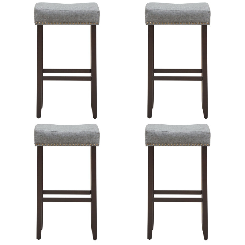 Blairwood Counter Stool with Solid Wood Frame, Dark Grey, Light Grey