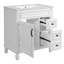 Meuble-lavabo de 76 cm avec lavabo en céramique, 2 tiroirs et tablette réglable - Glissement fluide pour les petits tiroirs
