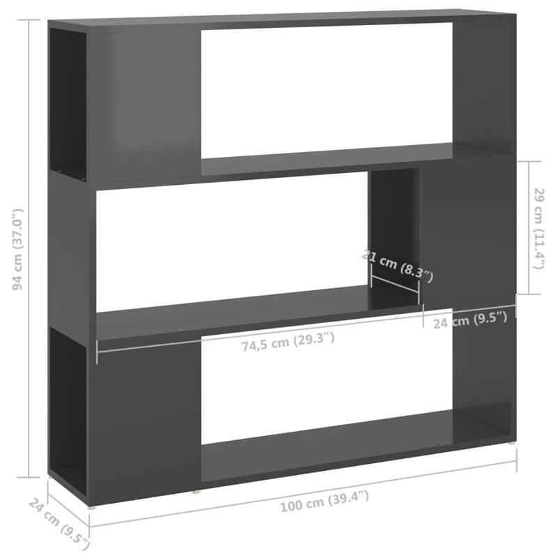 Cashe Library Bookcase, (3 Shelves) 94cm. H x 100cm. W x 24cm. D, Artisan Oak