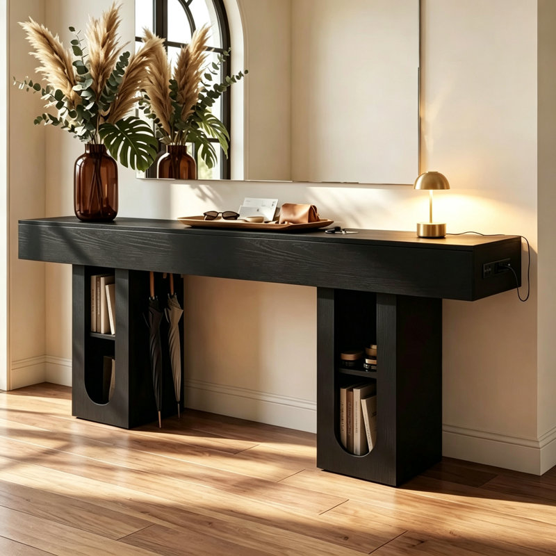 Console 79 pouces avec prise de courant, console rectangulaire pour le salon | Table de canapé Farmhouse derrière le canapé, longue pour l'entrée, le couloir, le vestibule