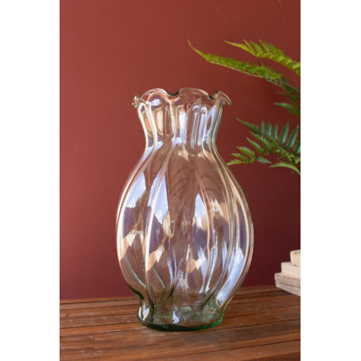  Ensemble de 2 vases en verre avec bord volant 16,92 "H Melon