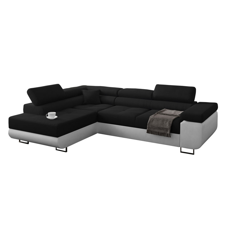 Anguel 4 Seater Sofa Bed, Dark Grey/White , Left Hand Facing