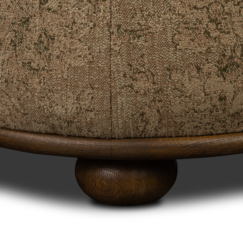 BILBURY Round Ottoman, Worn Oak Dmask