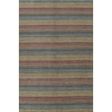 Wool Striped Area Rug in Yellow/Maroon/Green