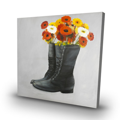 Boots full of flowers - 32"x32" art on canvas