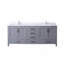 Meuble-lavabo double gris foncé 80 po X P 22 po D, dessus en quartz blanc et ensemble de robinet-1128359169