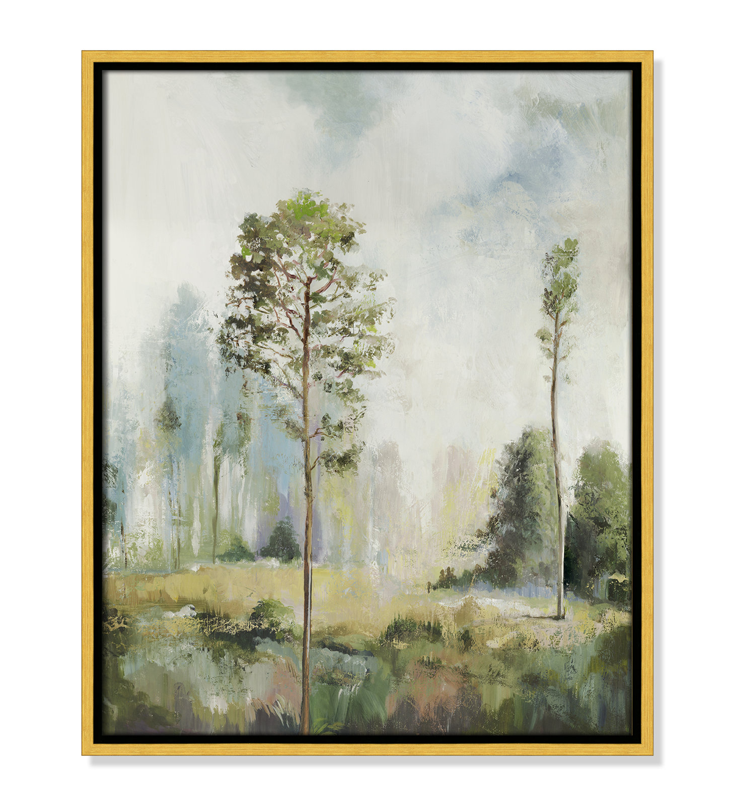 Teton "Tall Green Trees I" Print by Allison Pearce, 21.5" H x 17.5" W, Gold