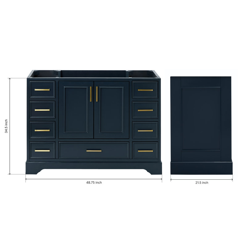 Stafford 48.75'' W Single Bathroom Vanity Base, Midnight Blue