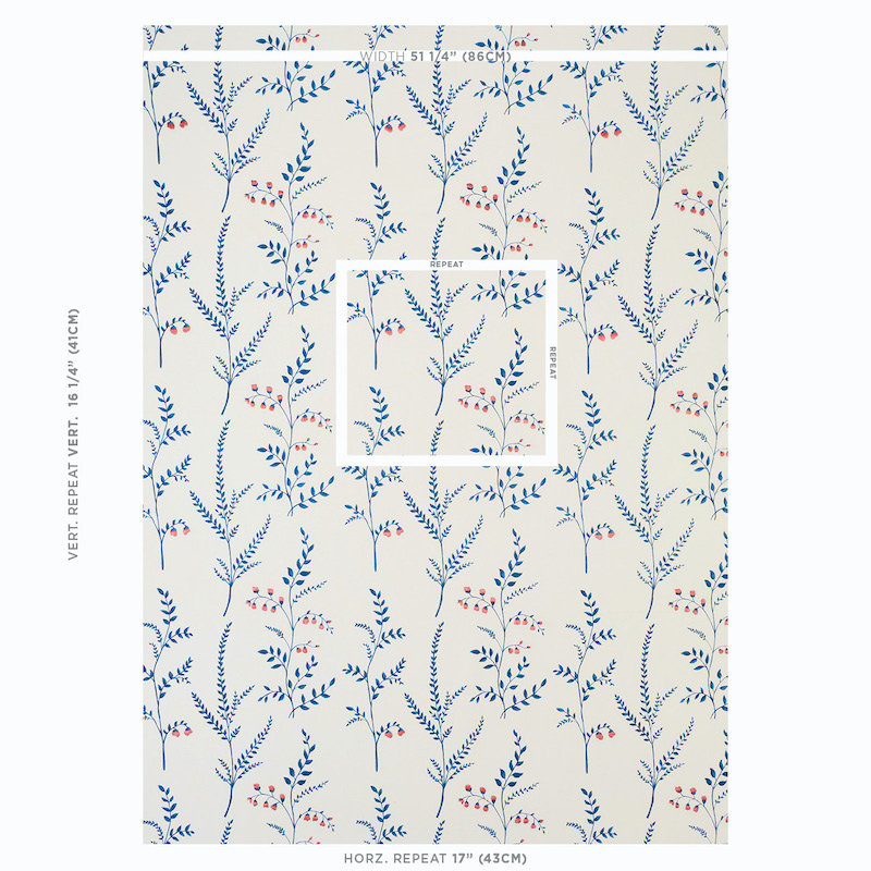 Cynthia Embroidered Print Fabric, Blue/ Medium Blue/ White
