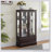 Oak Glass Cabinet with Adjustable Glass Shelves, 2 Doors, 1 Drawer And Light-716967382