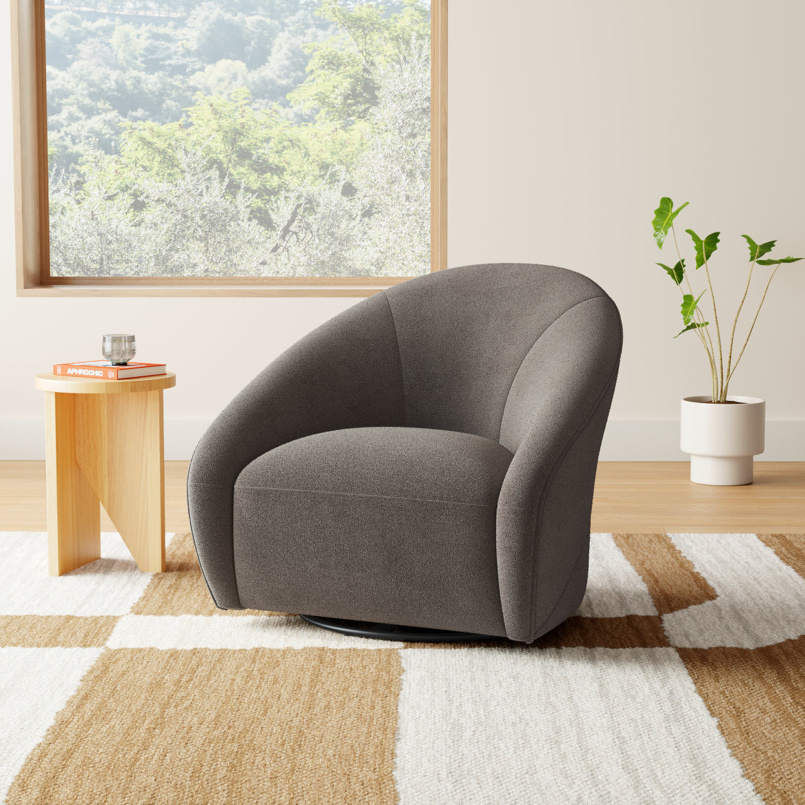 Miley Pine Swivel Accent Chair, Elite Ash