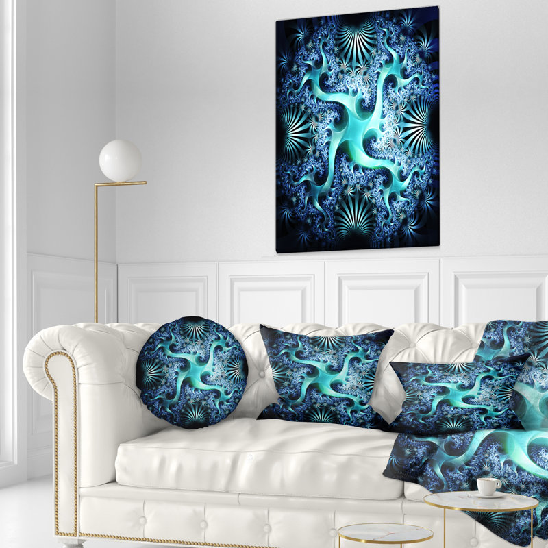 Coussin lombaire abstrait, Aqua / bleu