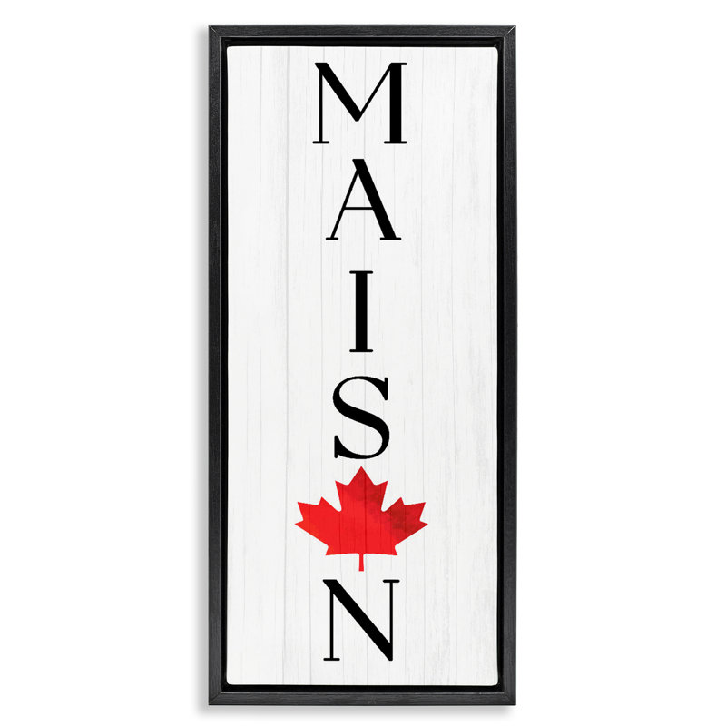 Vertical Maison with Maple Leaf Floating Frame, design by Lil' Rue, 31" H x 15" W, Jet Black Floater Frame