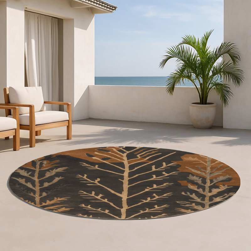 Tapis intérieur et extérieur gris Nature, Rond 5 pi