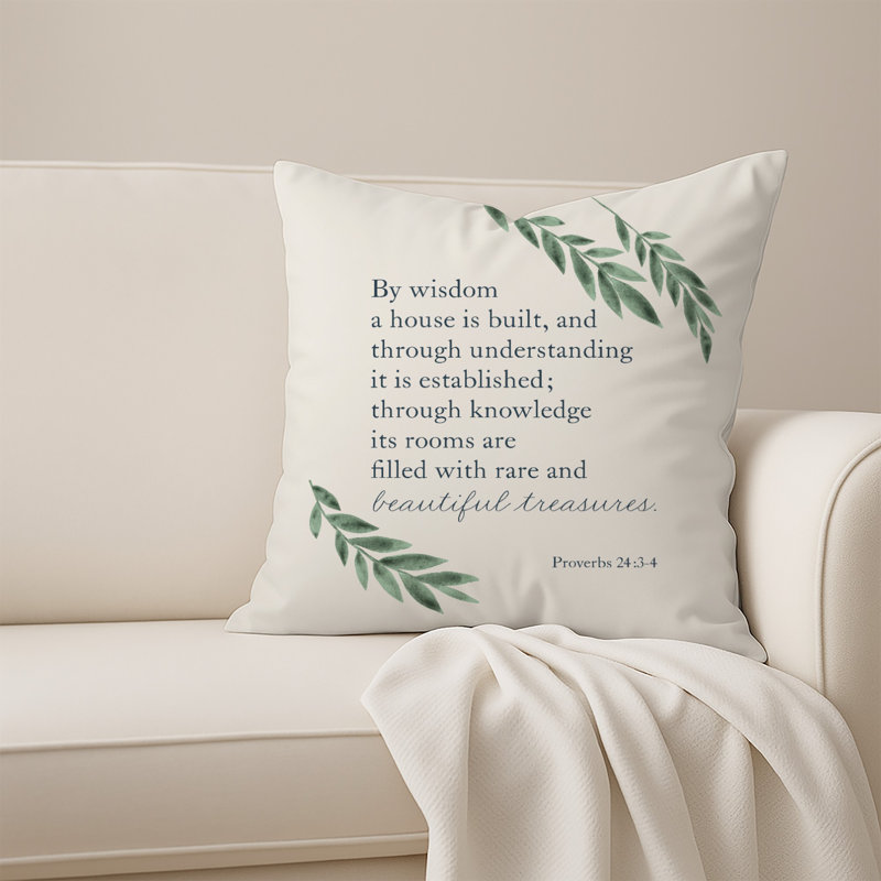 Leafy Scripture 18 x 18 Spun Poly Pillow