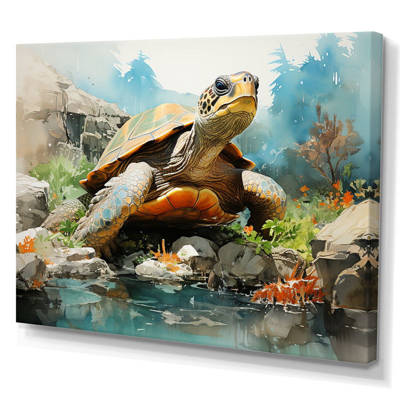 Vie marine contemporaine sur toile, H 34 po x l 44 po x P 1,5 po, Toile tendue